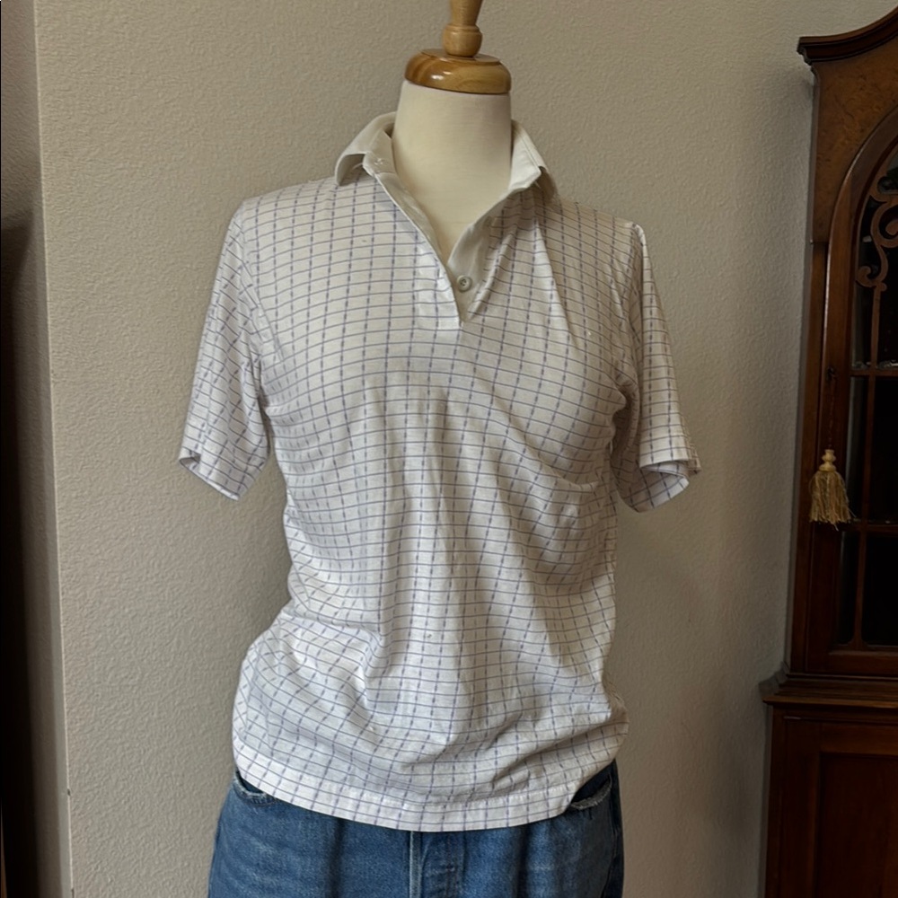 Women’s Vintage Mark Scot Purple and White Polo Size L